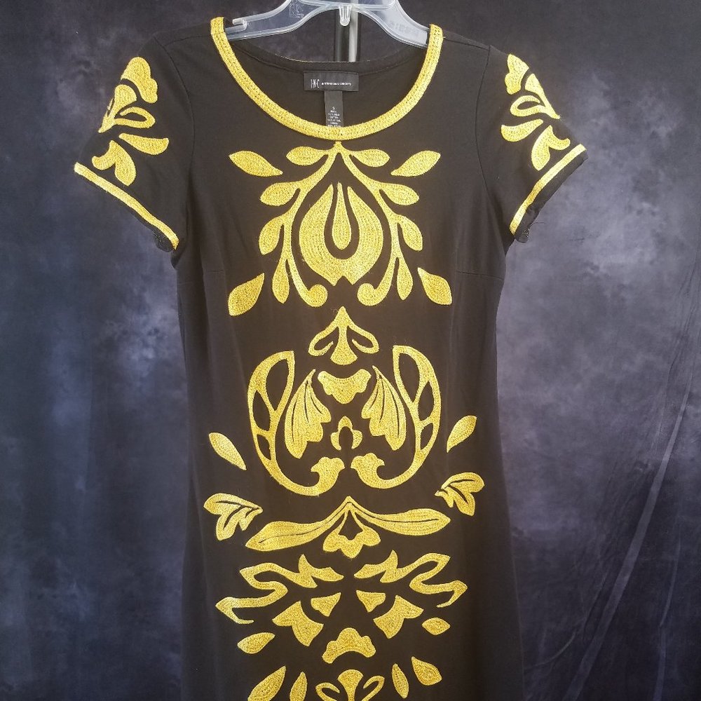 International Concepts Black Dress with Gold